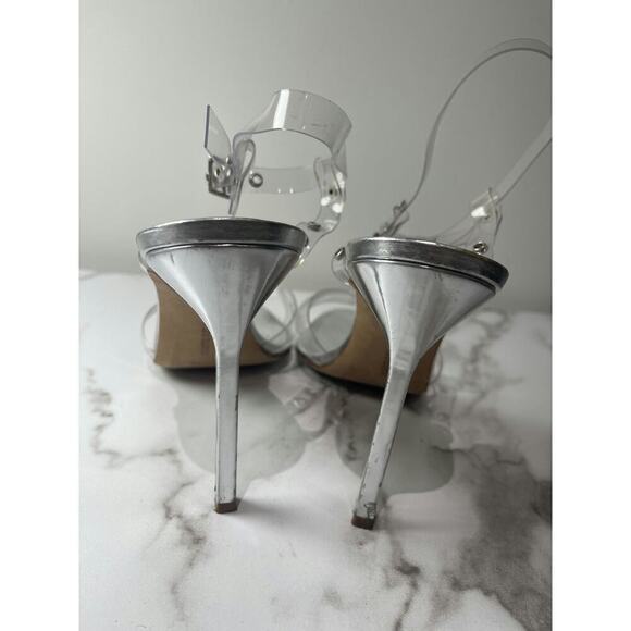 Manolo Blahnik Clear PVC and Silver Metallic Sandals - Picture 4 of 5